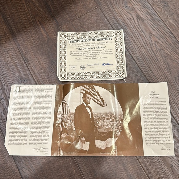 Knowles, "The Gettysburg Address", 1986, Lincoln Man of America Bradex Plate - Picture 6 of 9
